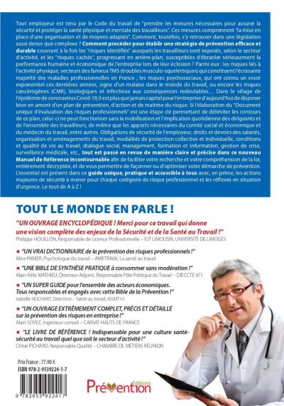 Couverture Livre Le Manuel de Référence - Prévention, Sécurité, Santé au Travail de A à Z !